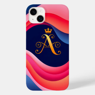 Abstrakte Wellen mit stilvollem goldenem Initial Case-Mate iPhone 14 Plus Hülle