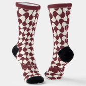Abstrakte Wellen Rot und Weiß mit Text Socken (Gewinkelt)