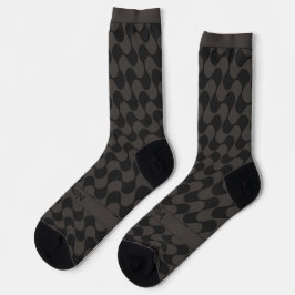 Abstrakte Wellen Schwarz und Grau mit Text Socken