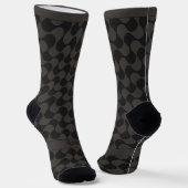 Abstrakte Wellen Schwarz und Grau mit Text Socken (Gewinkelt)
