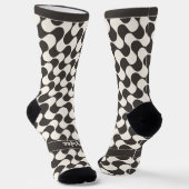 Abstrakte Wellen Schwarz-Weiß mit Text Socken (Gewinkelt)