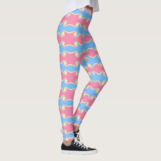 Abstrakte Wellenbrecher in Pastellfarben Leggings (Rechts)