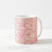 Abstrakte, wellenförmige Striche, Vintages Muster. Kaffeetasse (VorderseiteRechts)