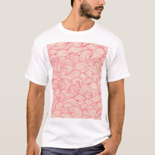 Abstrakte, wellenförmige Striche, Vintages Muster. T-Shirt