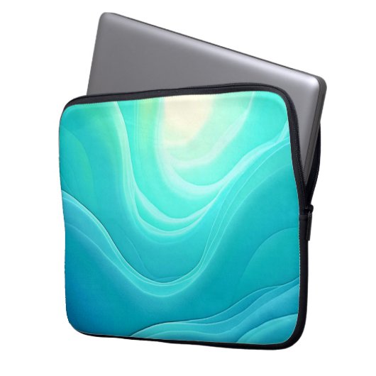 Abstrakte Wellengestaltung für den blauen Ozean Laptopschutzhülle (Vorderseite Links)