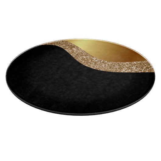 ABSTRAKTE WELLENSCHWARZE GOLDSCHALTFLÄCHE SCHNEIDEBRETT (Ecke)