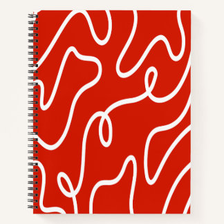 Abstrakte wellige Linienkunst Fette rote minimalis Notizblock