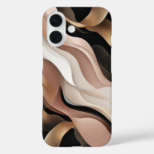Abstrakte wellige Muster mit elegantem Gold iPhone 16 Hülle