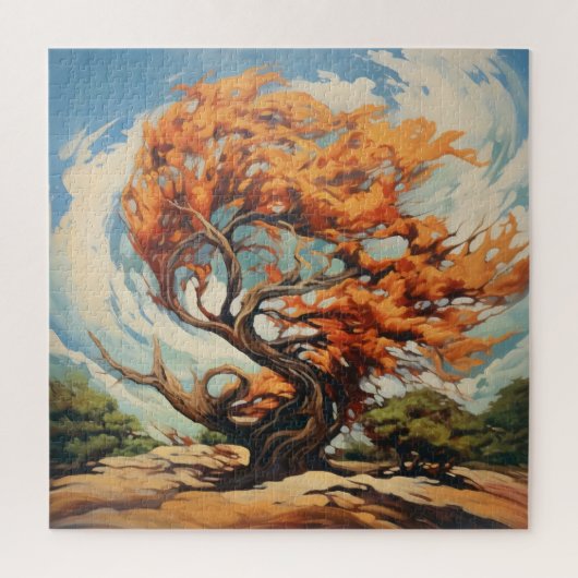 Abstrakte Welt mit geflecktem Baum Puzzle (Vertikal)