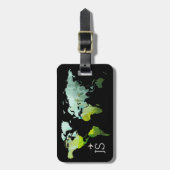 Abstrakte Weltkarte personalisierte Reise Gepäckanhänger (Vorderseite vertikal)