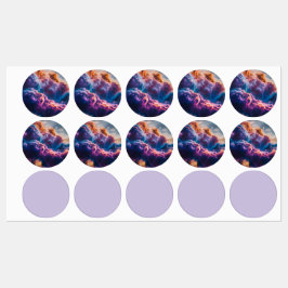 Abstrakte Weltraum-Nebel-Kunst - Farbige Labels Etiketten