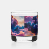 Abstrakte Weltraum-Nebel-Kunst - Farbkosmos Whiskyglas (Links)