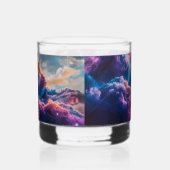 Abstrakte Weltraum-Nebel-Kunst - Farbkosmos Whiskyglas (Rechts)