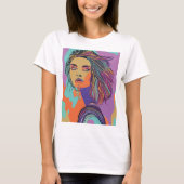 Abstrakte Whimsical Face Farbenfrohe Künstlerische T-Shirt (Vorderseite)