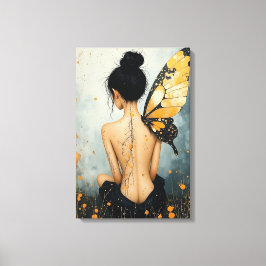 Abstrakte Whimsical Frau und Schmetterling Leinwanddruck