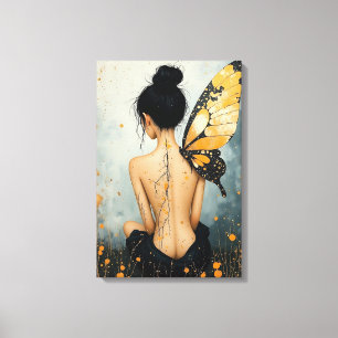 Abstrakte Whimsical Frau und Schmetterling Leinwanddruck
