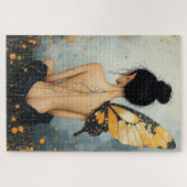 Abstrakte Whimsical Frau und Schmetterling Puzzle (Horizontal)