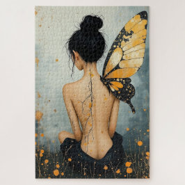 Abstrakte Whimsical Frau und Schmetterling Puzzle