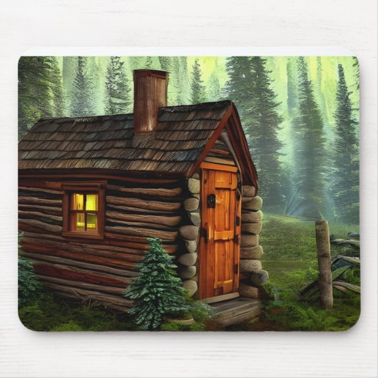 Abstrakte Whimsical Kleine Jagdhütte Mousepad (Vorne)