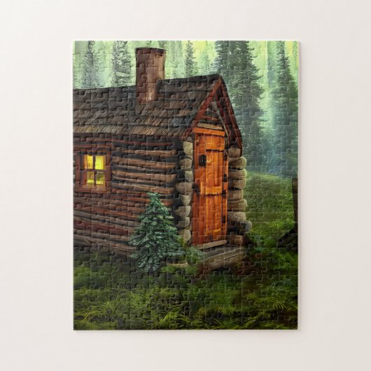 Abstrakte Whimsical Kleine Jagdhütte Puzzle (Vertikal)