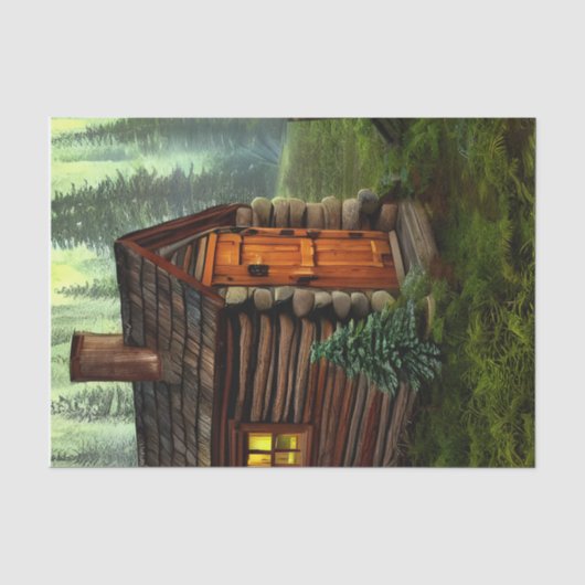 Abstrakte Whimsical Kleine Jagdhütte Seidenpapier (Vorderseite)
