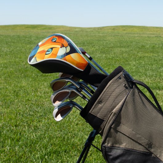 Abstrakte Whiskys: Orange Cat Golf Headcover (In SItu)