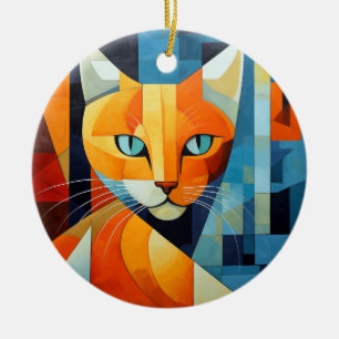 Abstrakte Whiskys: Orange Cat Keramik Ornament