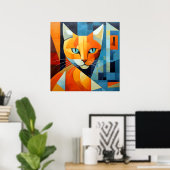 Abstrakte Whiskys: Orange Cat Poster (Heimbüro)