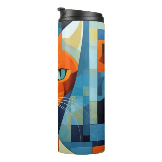 Abstrakte Whiskys: Orange Cat Thermosbecher (Nach rechts gedreht)