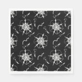 Abstrakte White Line Art Blume auf schwarz Serviette (Vorderseite)