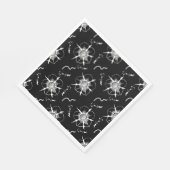 Abstrakte White Line Art Blume auf schwarz Serviette (Ecke)