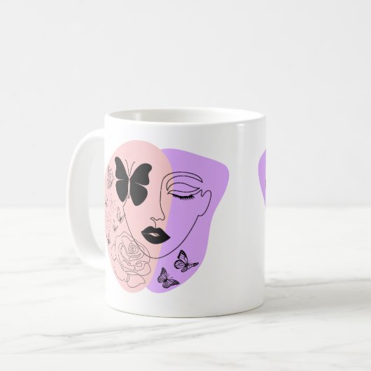 Abstrakte, wiederverwendbare Lebensmitteltasche Kaffeetasse (Vorderseite Links)