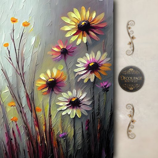 Abstrakte Wiesenmargerite Decoupage Seidenpapier