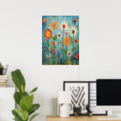 Abstrakte Wildblumen Kinderzimmer Botanisch Poster (Heimbüro)