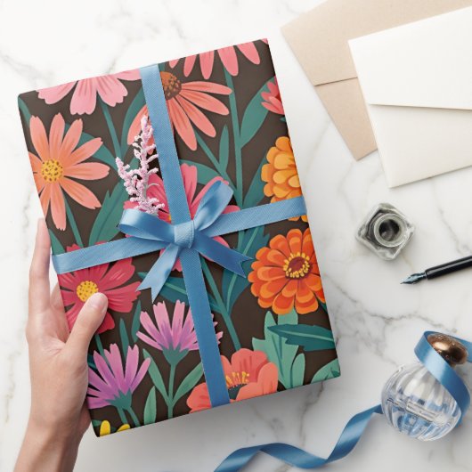 Abstrakte Wildblumen Monarchen Geschenkpapier (Schenken)