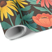 Abstrakte Wildblumen Monarchen Geschenkpapier (Rolleneckpunkt)