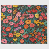Abstrakte Wildblumen Monarchen Geschenkpapier (Flach)