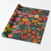 Abstrakte Wildblumen Monarchen Geschenkpapier (Ungerollt)