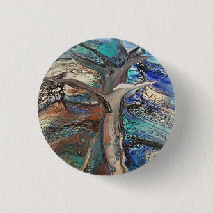 Abstrakte wilde Baum Blues und Grüntöne Button