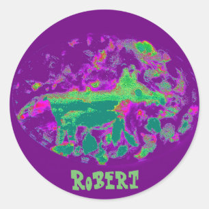 Abstrakte Wildnis Art Fox Individuelle Name Runder Aufkleber