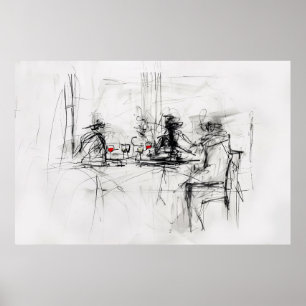 Abstrakte Wine Dinner Scene - Poster