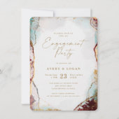 Abstrakte Wine Red & Gold Engagement Party Einladung (Vorderseite)