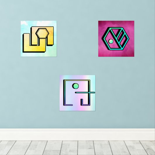 Abstrakte Winkel Bilderwand Sets (Holzboden)