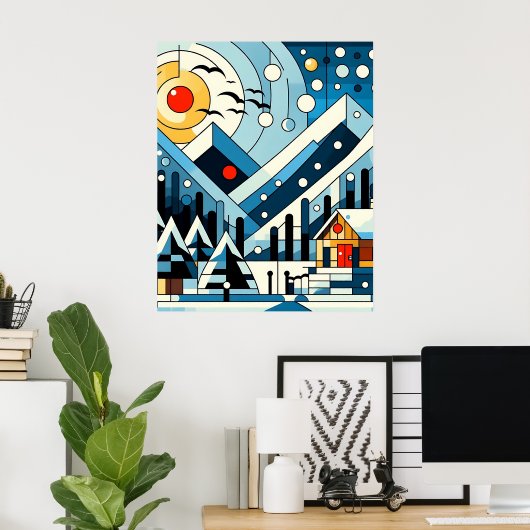 Abstrakte Wintergeometrie Poster (Heimbüro)