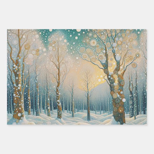 Abstrakte Winterlandschaft Kunst, Dichtung und Mus Geschenkpapier Set (Vorderseite 3)