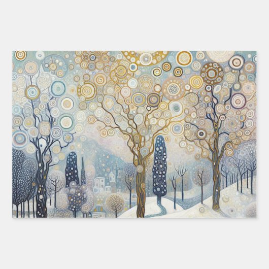 Abstrakte Winterlandschaft Kunst, Dichtung und Mus Geschenkpapier Set (Vorderseite 2)