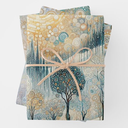 Abstrakte Winterlandschaft Kunst, Dichtung und Mus Geschenkpapier Set (Beispiel)