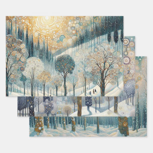 Abstrakte Winterlandschaft Kunst, Dichtung und Mus Geschenkpapier Set