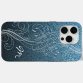 Abstrakte Wirbel auf aquamarin mit Monogramm Case-Mate iPhone Hülle (Rückseite (Horizontal))