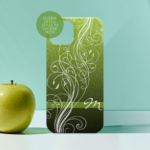 Abstrakte Wirbel auf launenhaftem Grün mit Monogra Case-Mate iPhone Hülle